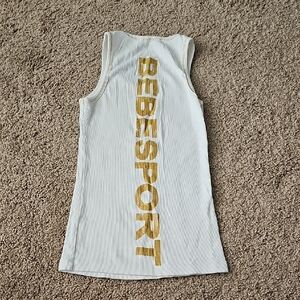 BEBE Sport White Ribbed Tank Top